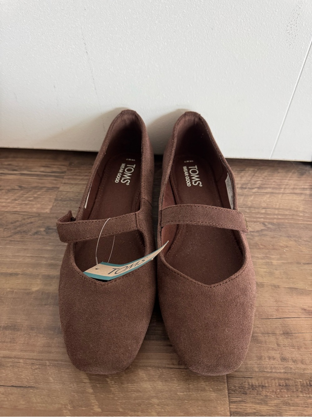 TOMS Brown Suede Mary Jane Flats Bianca oak brown